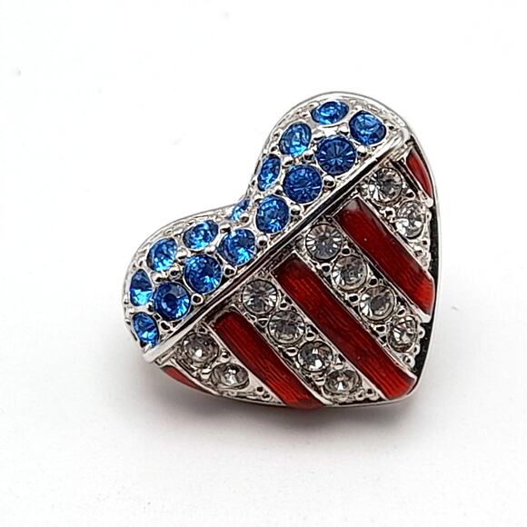 Signed Swan Swarovski Crystal American Flag Heart Patriotic USA July 4th - Picture 2 of 8